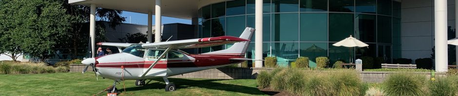 Jim's Cessna 182 was setup and powered up just outside of Garmin's building for attendees to see some of Garmin's top avionics in a real world use case